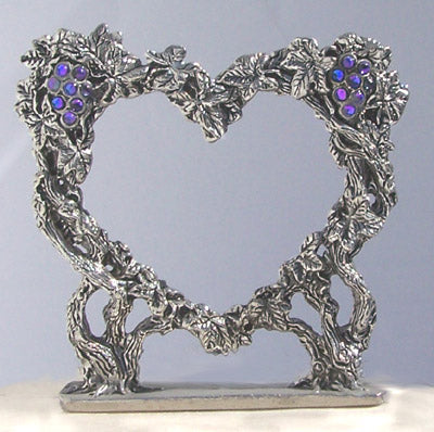 Vine Heart Pewter Cake Top