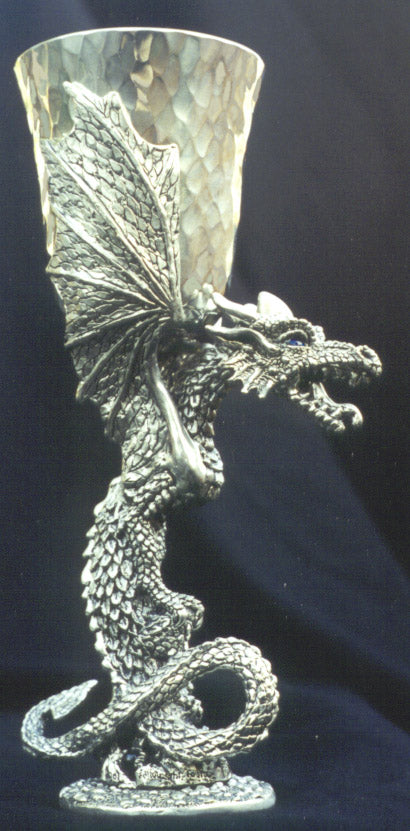 Cobalt Dragon Pewter Goblet, Limited Edition