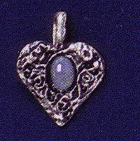 Opal Heart Pewter Pendant