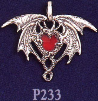 Crystal Dragon Heart Pewter Pendant