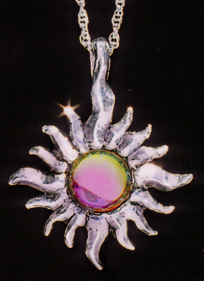 Rainbow Sun Pewter Pendant